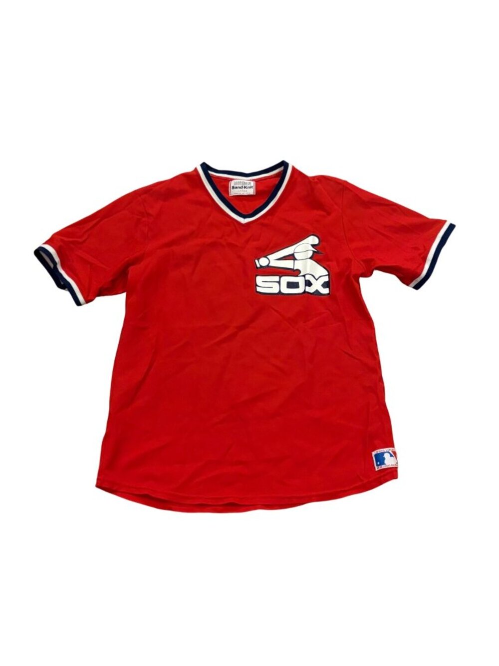 Rare Vintage 80s Sand-Knit Chicago White Sox Red Pullover MLB Baseball Jersey Lg